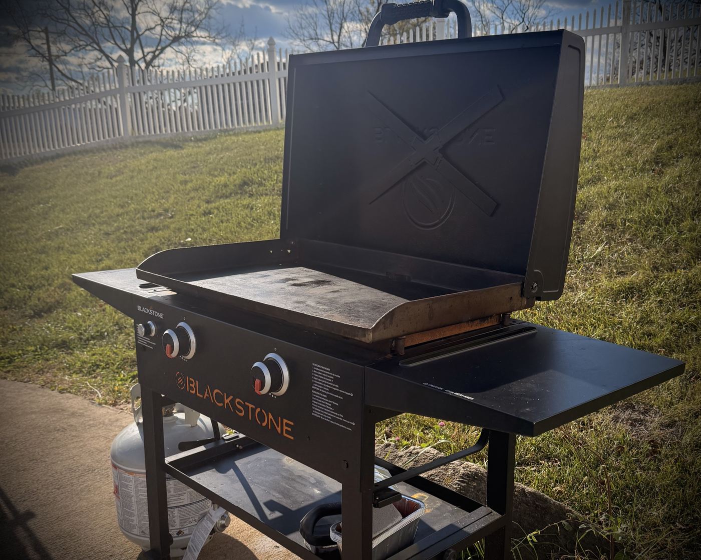 Blackstone griddle in the yard