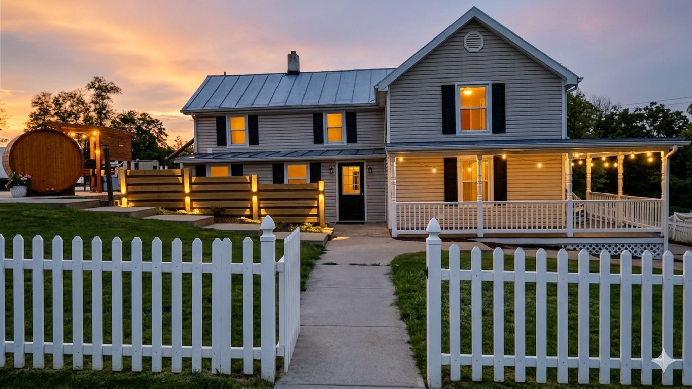 Farmhouse at night