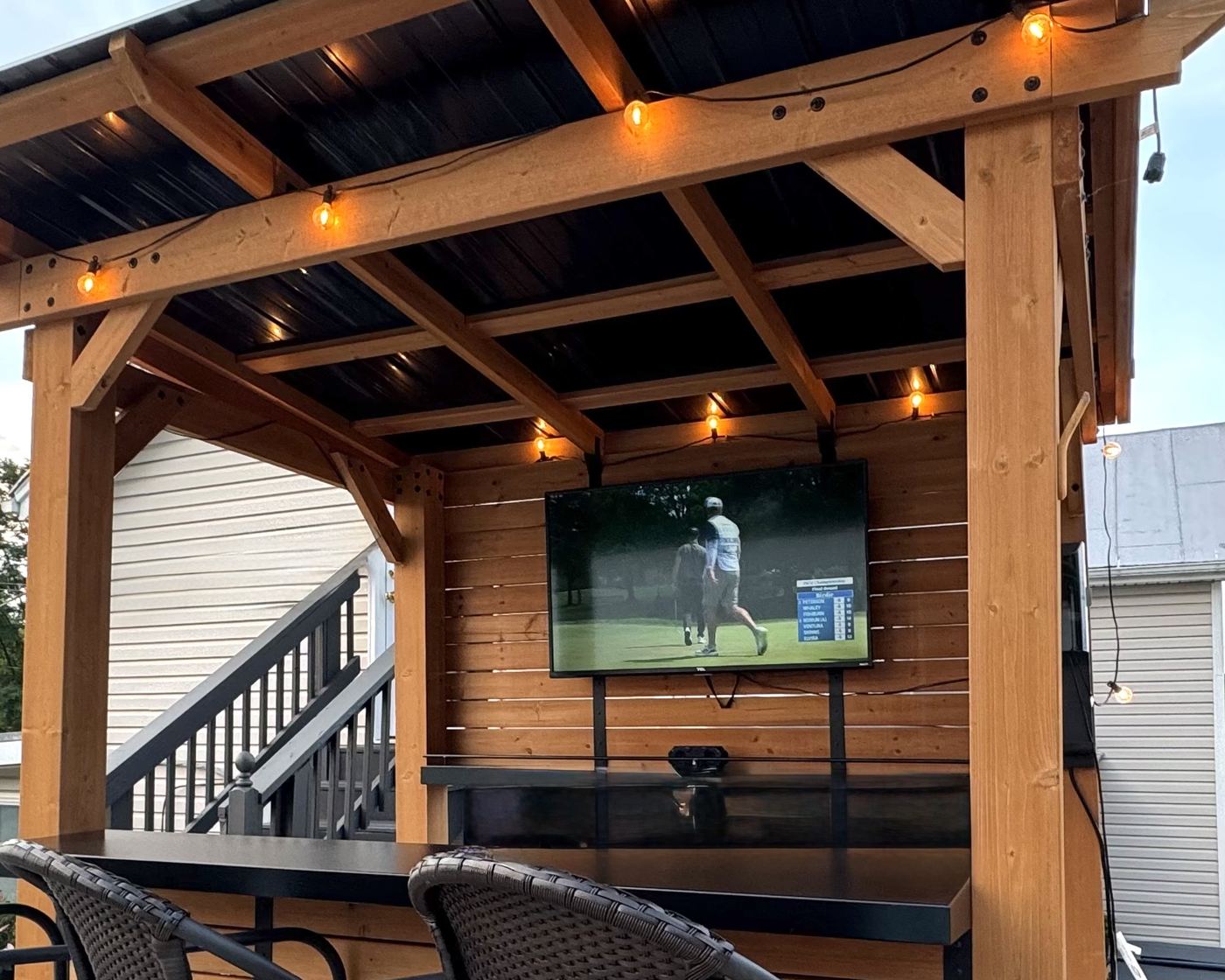 Outdoor bar with TV